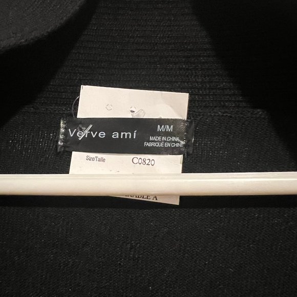 Verve Ami Black Cardigan Draped Open Front Waterfall - Picture 6 of 7